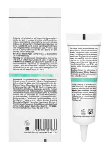 Christina Cosmetics Unstress Quick Performance Calming Cream Rückseite