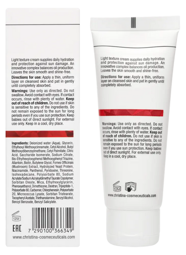 Comodex Mattify & Protect Cream SPF 15 Verpackung Hinten