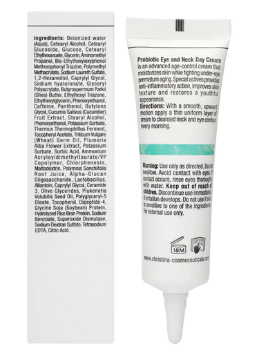 Christina Cosmetics Unstress Probiotic Eye and Neck Day Cream Rückseite