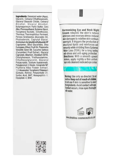 Christina Cosmetics Unstress Harmonizing Eye and Neck Night Cream Rückseite