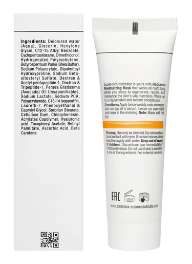 Christina Cosmetics Forever Young Radiance Moisturizing Mask Rückseite