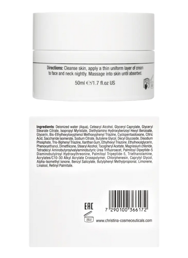Christina Cosmetics Forever Young Hydra Protective Day Cream spf 25 Rückseite