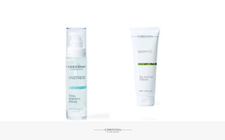 Unstress Total Serenity Serum und Biophyto Balancing Cream von Christina – beruhigende Pflege für rötungsempfindliche, zu Couperose neigende Haut