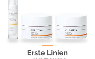 Christina Forever Young Erste-Linien-Routine – Serum, Tagespflege mit LSF 25 und Nachtpflege