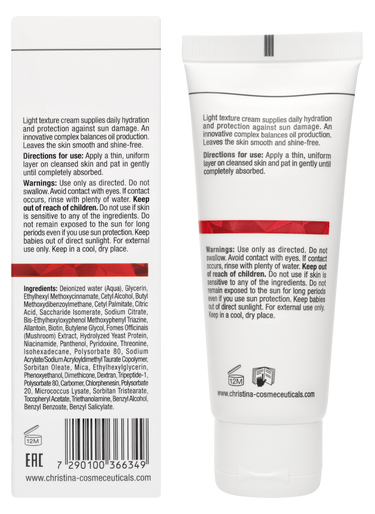 Comodex Mattify & Protect Cream SPF 15 Verpackung Hinten