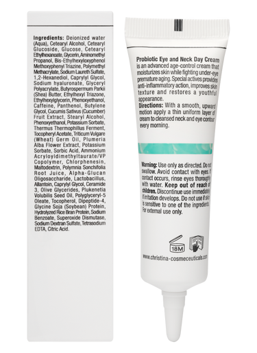 Christina Cosmetics Unstress Probiotic Eye and Neck Day Cream Rückseite
