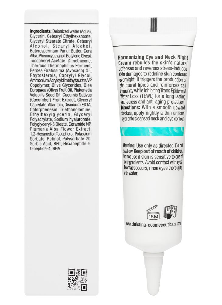 Christina Cosmetics Unstress Harmonizing Eye and Neck Night Cream Rückseite