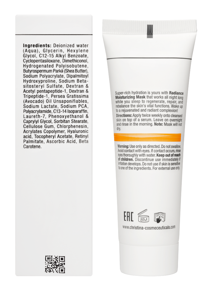 Christina Cosmetics Forever Young Radiance Moisturizing Mask Rückseite