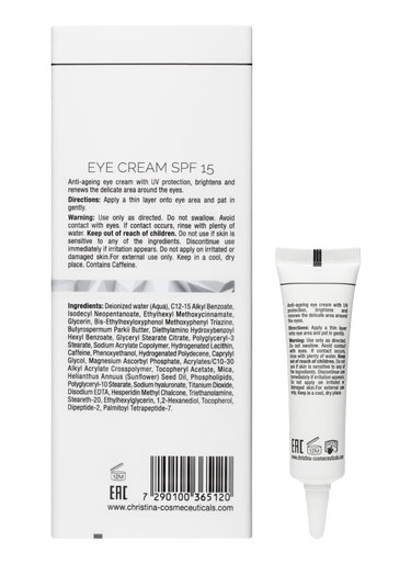 Christina Cosmetics Illustrious Eye Cream SPF 15 Rückseite