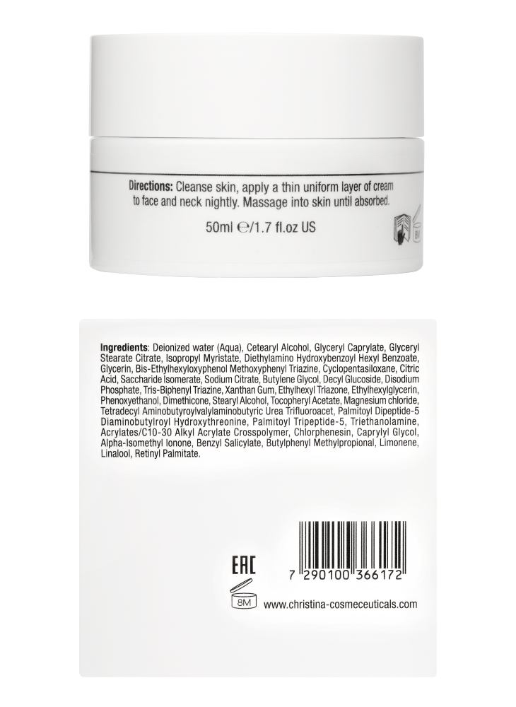 Christina Cosmetics Forever Young Hydra Protective Day Cream spf 25 Rückseite