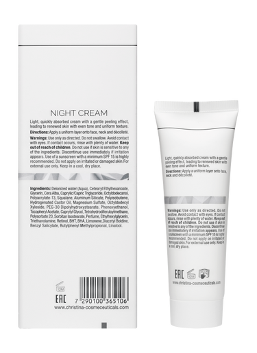 Christina Cosmetics Illustrious Night Cream Rückseite